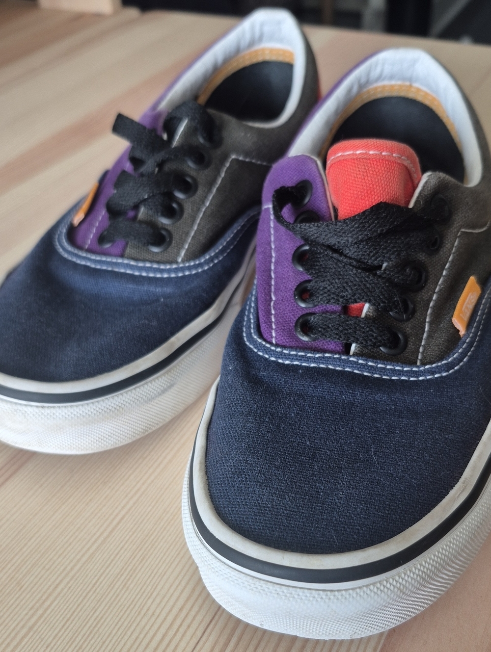 Vans Multicolor Canvas Low-Top Sneakers — Blue, Gray, Purple, Orange